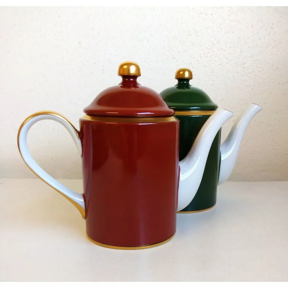 Fitz and Floyd Vintage Red & Gold Tea Coffee Pot